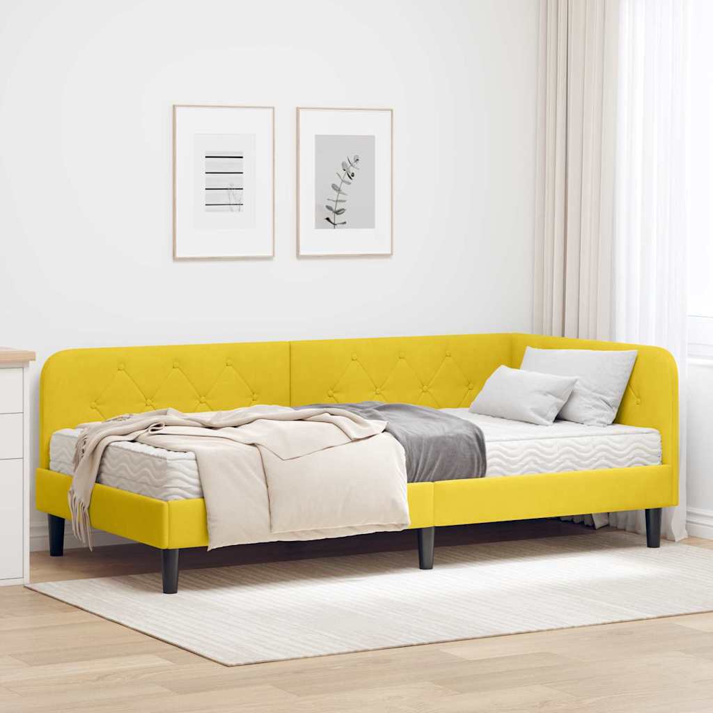 vidaXL Rama łóżka narożnego Żółty 90 x 200 cm Aksamit
