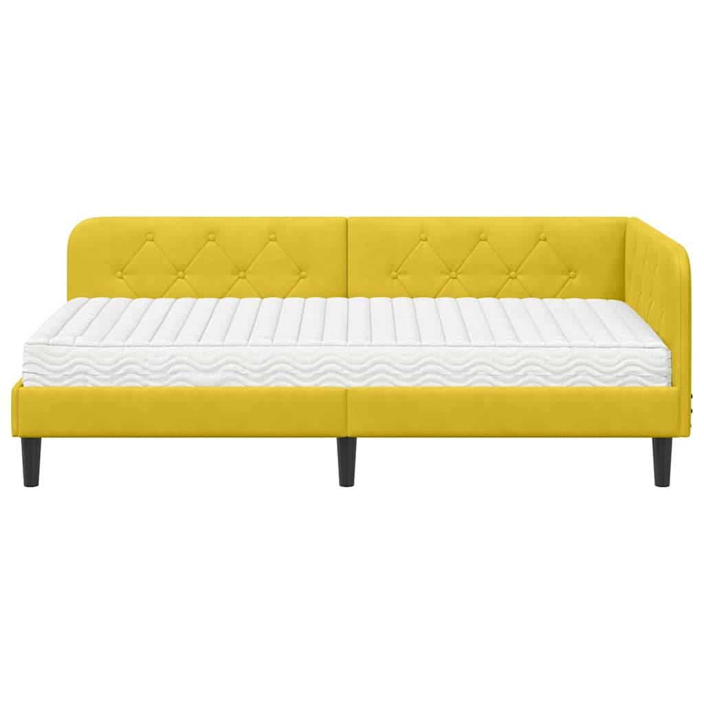 vidaXL Rama łóżka narożnego Żółty 90 x 200 cm Aksamit
