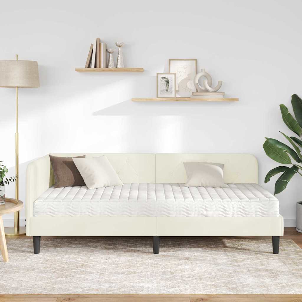 vidaXL Rama łóżka narożnego Kremowy 90 x 200 cm Aksamit