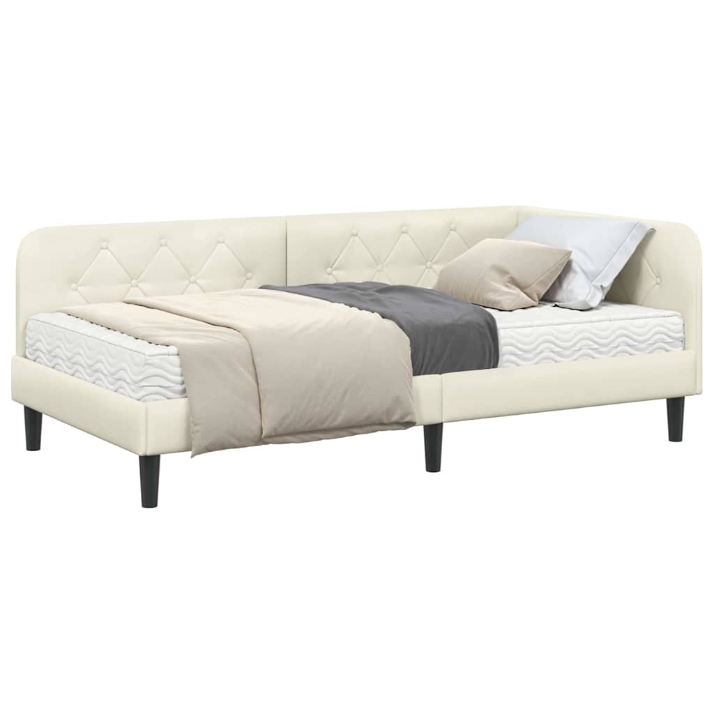 vidaXL Rama łóżka narożnego Kremowy 90 x 200 cm Aksamit