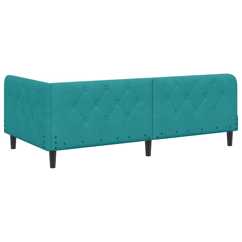 vidaXL Rama łóżka narożnego Turkusowy 90 x 200 cm Aksamit