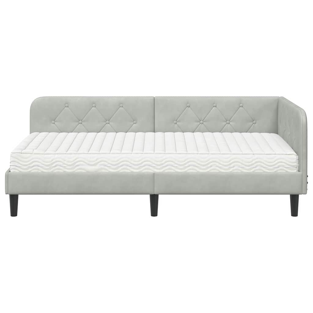 vidaXL Rama łóżka narożnego Jasnoszary 100 x 200 cm Aksamit