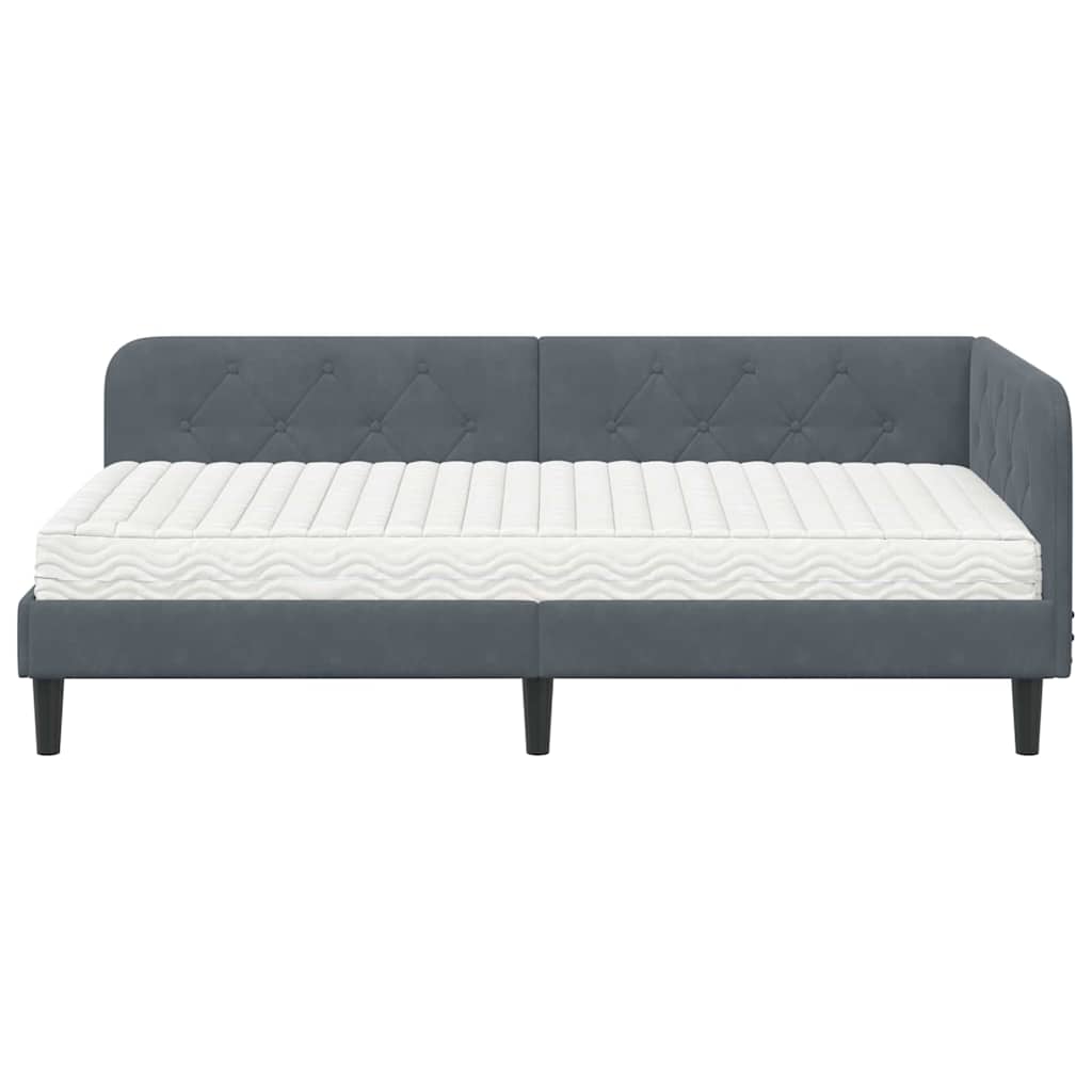 vidaXL Rama łóżka narożnego Ciemnoszary 100 x 200 cm Aksamit