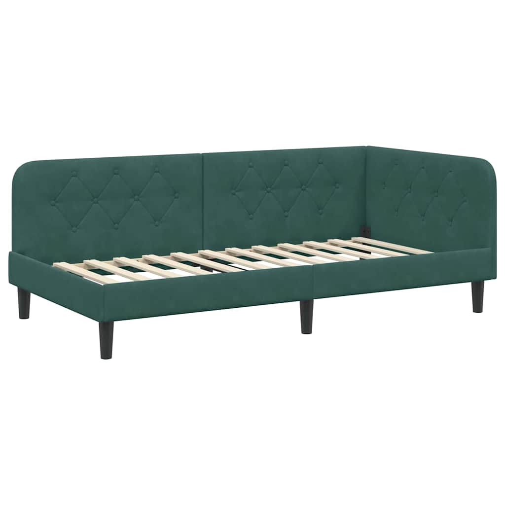 vidaXL Rama łóżka narożnego Ciemna zieleń 100 x 200 cm Aksamit
