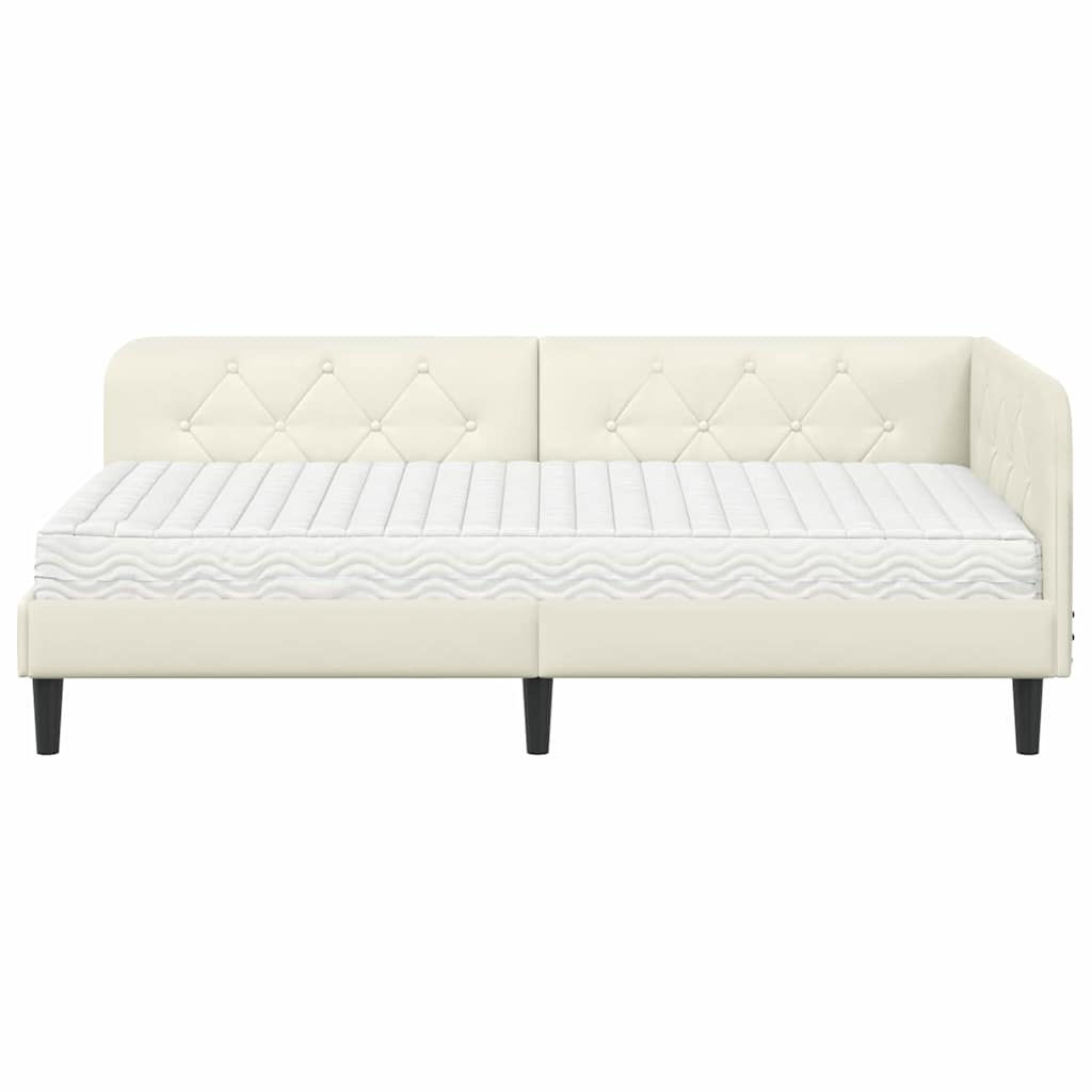 vidaXL Rama łóżka narożnego Kremowy 100 x 200 cm Aksamit