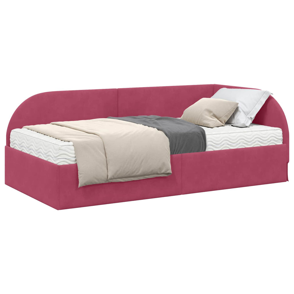 vidaXL Rama Łóżka Narożnego z Materacem 2 pcs Zielony Aksamit