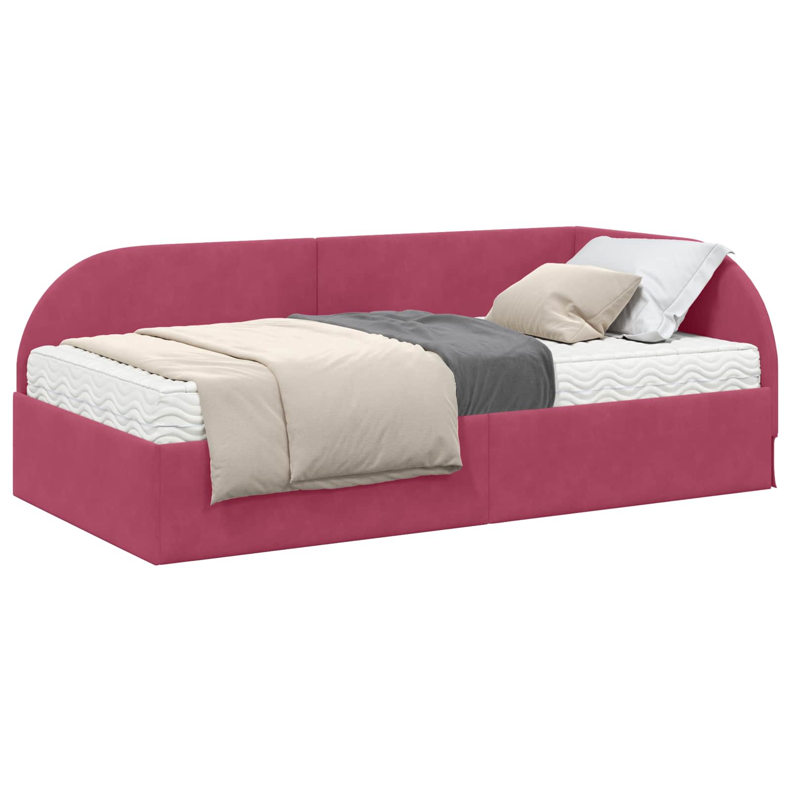 vidaXL Rama Łóżka Narożnego z Materacem 2 pcs Zielony Aksamit