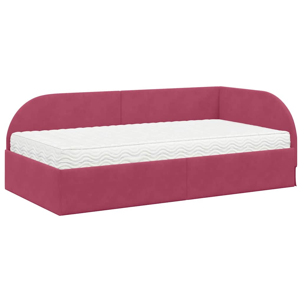 vidaXL Rama Łóżka Narożnego z Materacem 2 pcs Zielony Aksamit