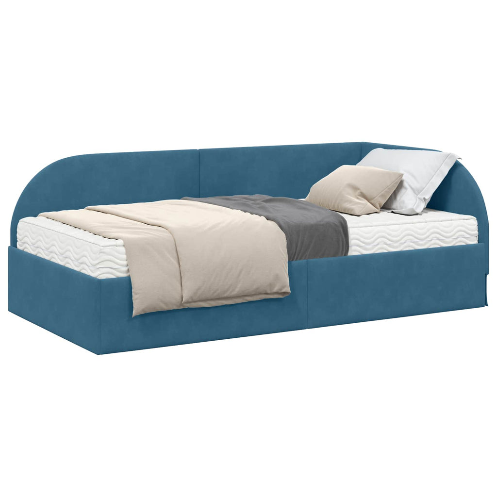 vidaXL Rama Łóżka Narożnego z Materacem 2 szt. Niebieski 90 x 190 cm