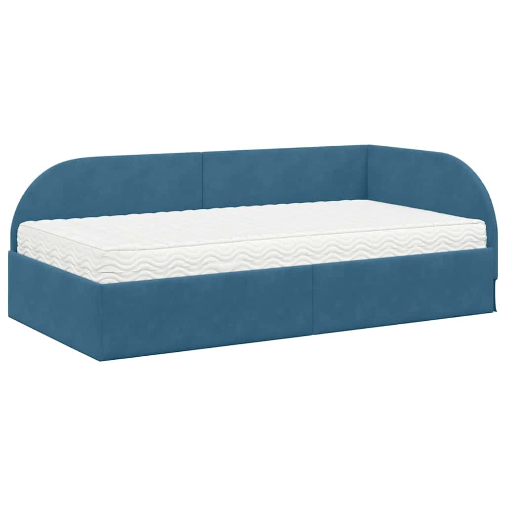 vidaXL Rama Łóżka Narożnego z Materacem 2 szt. Niebieski 90 x 190 cm