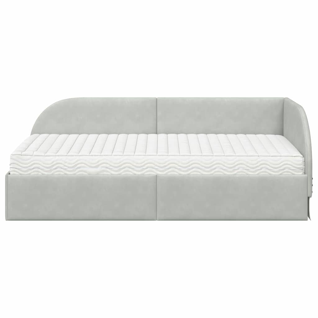 vidaXL Rama Łóżka Narożnego z Materacem 2 szt. Jasnoszary 90 x 190 cm
