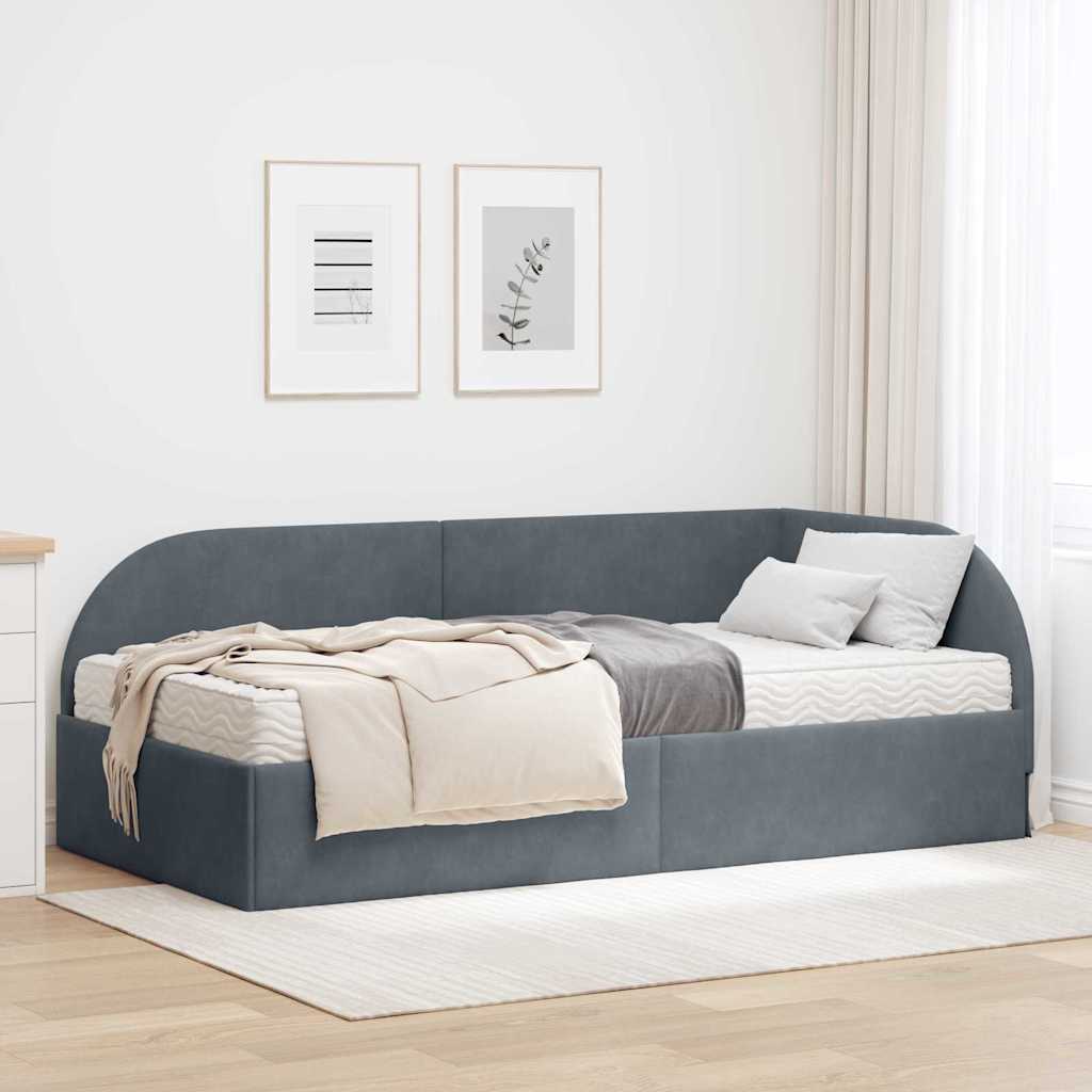 vidaXL Rama Łóżka Narożnego z Materacem 2 szt. ciemnoszary 90 x 190 cm