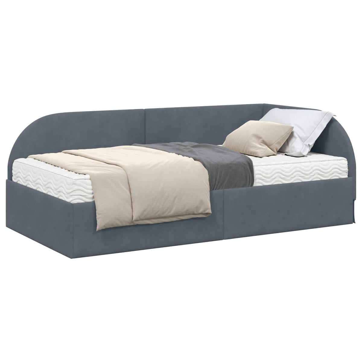vidaXL Rama Łóżka Narożnego z Materacem 2 szt. ciemnoszary 90 x 190 cm