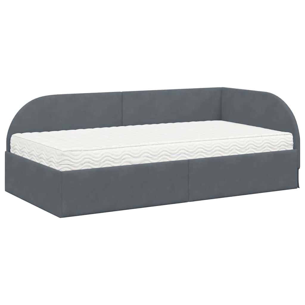 vidaXL Rama Łóżka Narożnego z Materacem 2 szt. ciemnoszary 90 x 190 cm