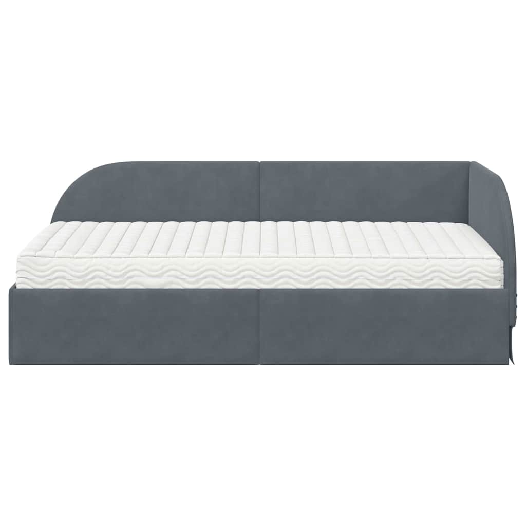 vidaXL Rama Łóżka Narożnego z Materacem 2 szt. ciemnoszary 90 x 190 cm