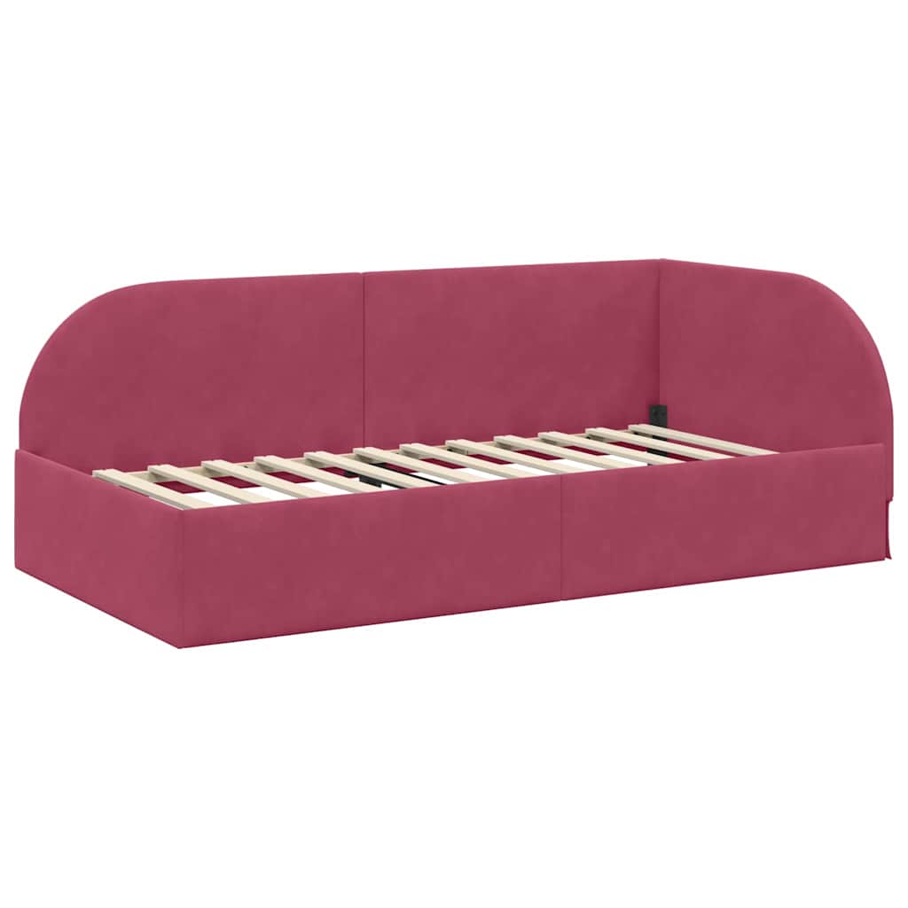 vidaXL Rama Łóżka Narożnego z Materacem 2 pcs Zielony Aksamit