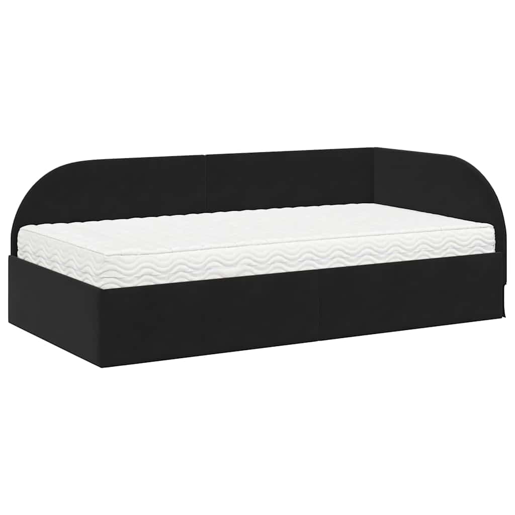 vidaXL Rama Łóżka Narożnego z Materacem 2 pcs Czarny Aksamit