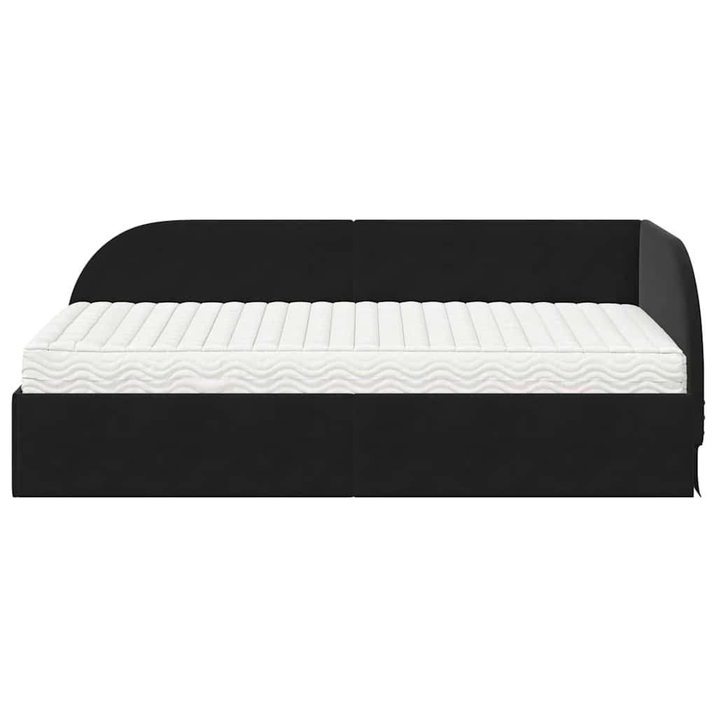 vidaXL Rama Łóżka Narożnego z Materacem 2 pcs Czarny Aksamit