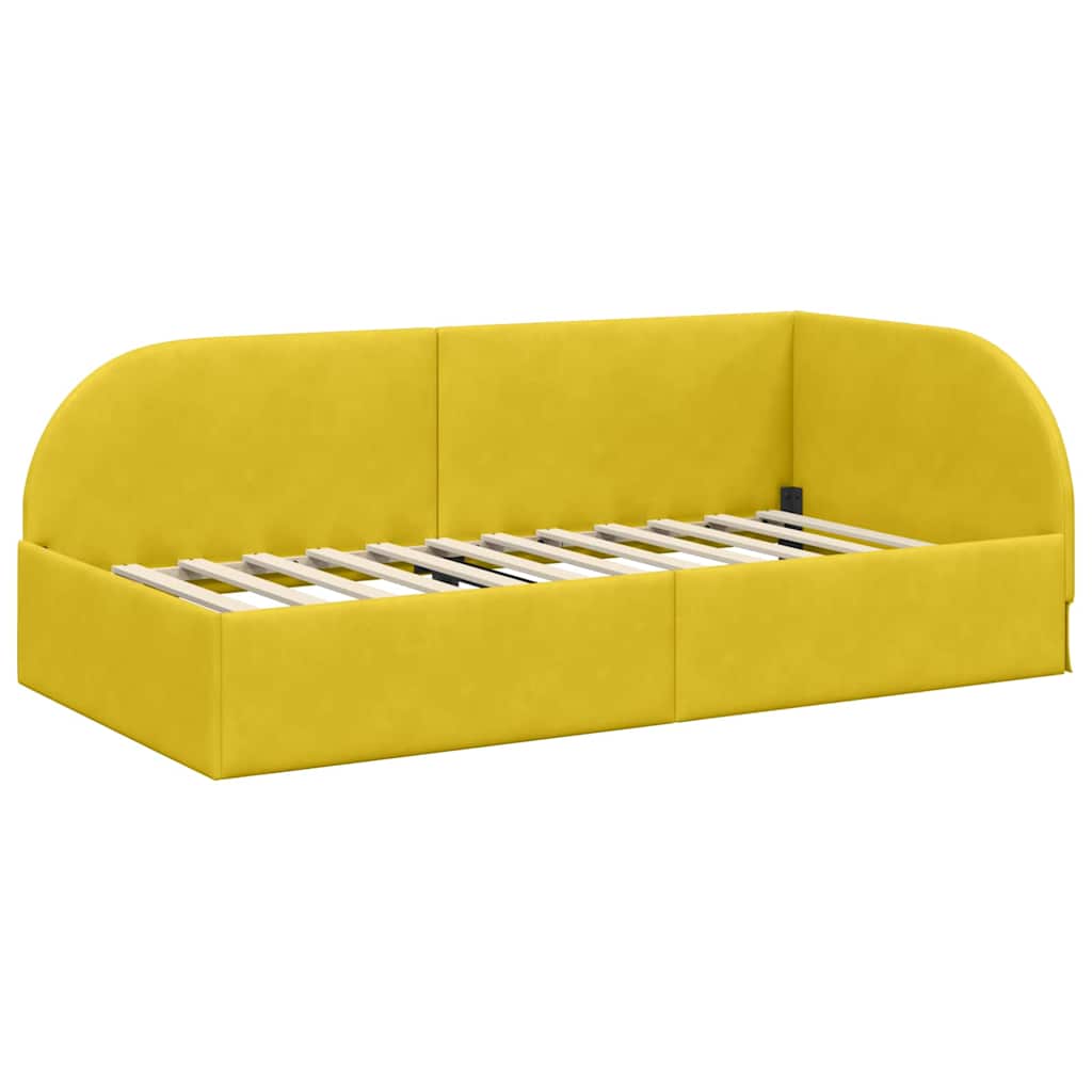 vidaXL Rama Łóżka Narożnego z Materacem 2 pcs Żółty Aksamit