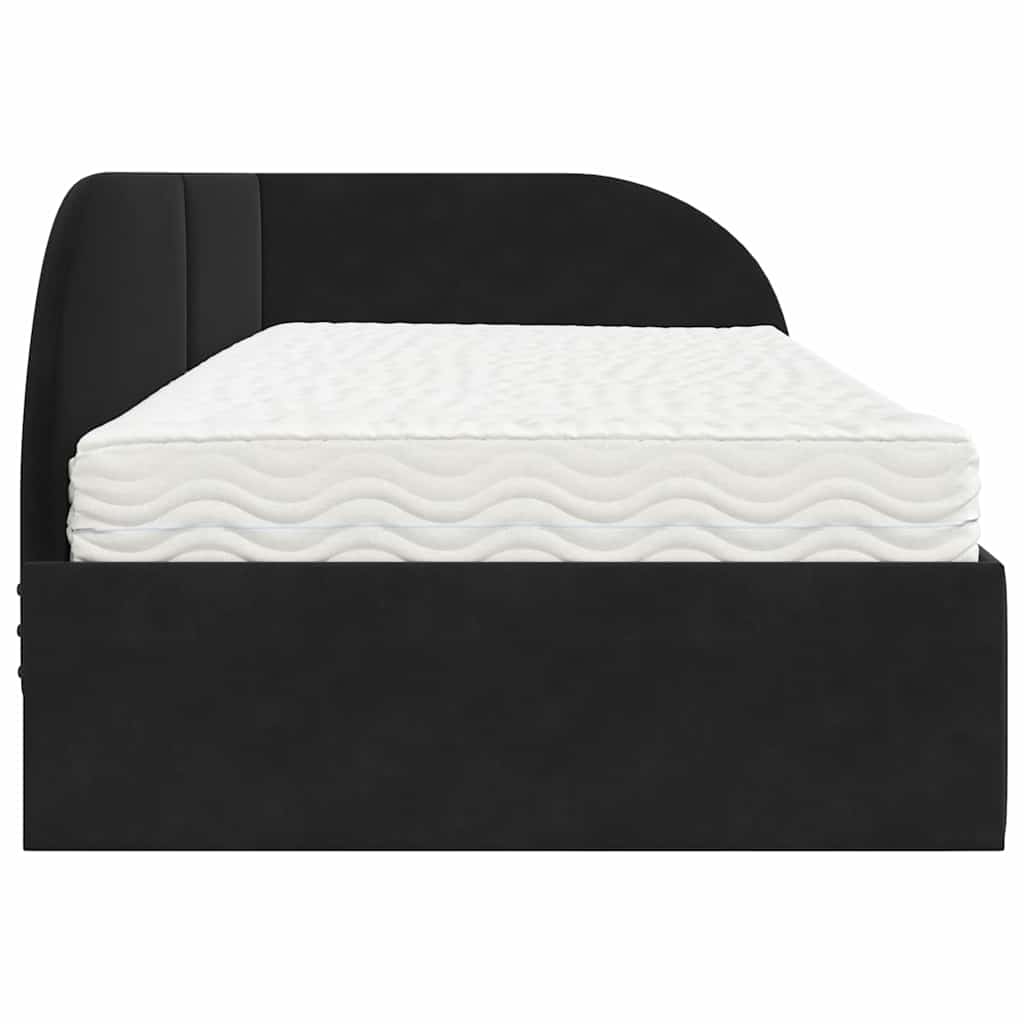 vidaXL Rama Łóżka Narożnego z Materacem 2 pcs Czarny Aksamit