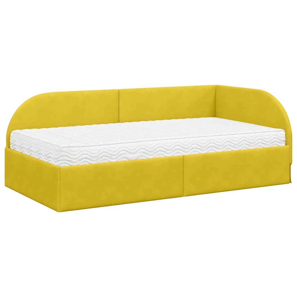 vidaXL Rama Łóżka Narożnego z Materacem 2 pcs Żółty Aksamit