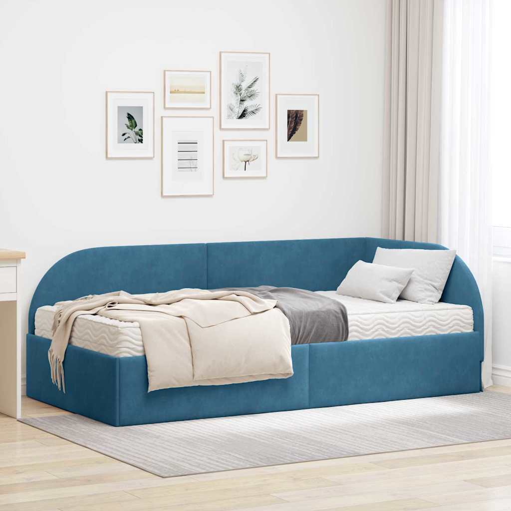 vidaXL Rama Łóżka Narożnego z Materacem 2 szt. Niebieski 100 x 200 cm