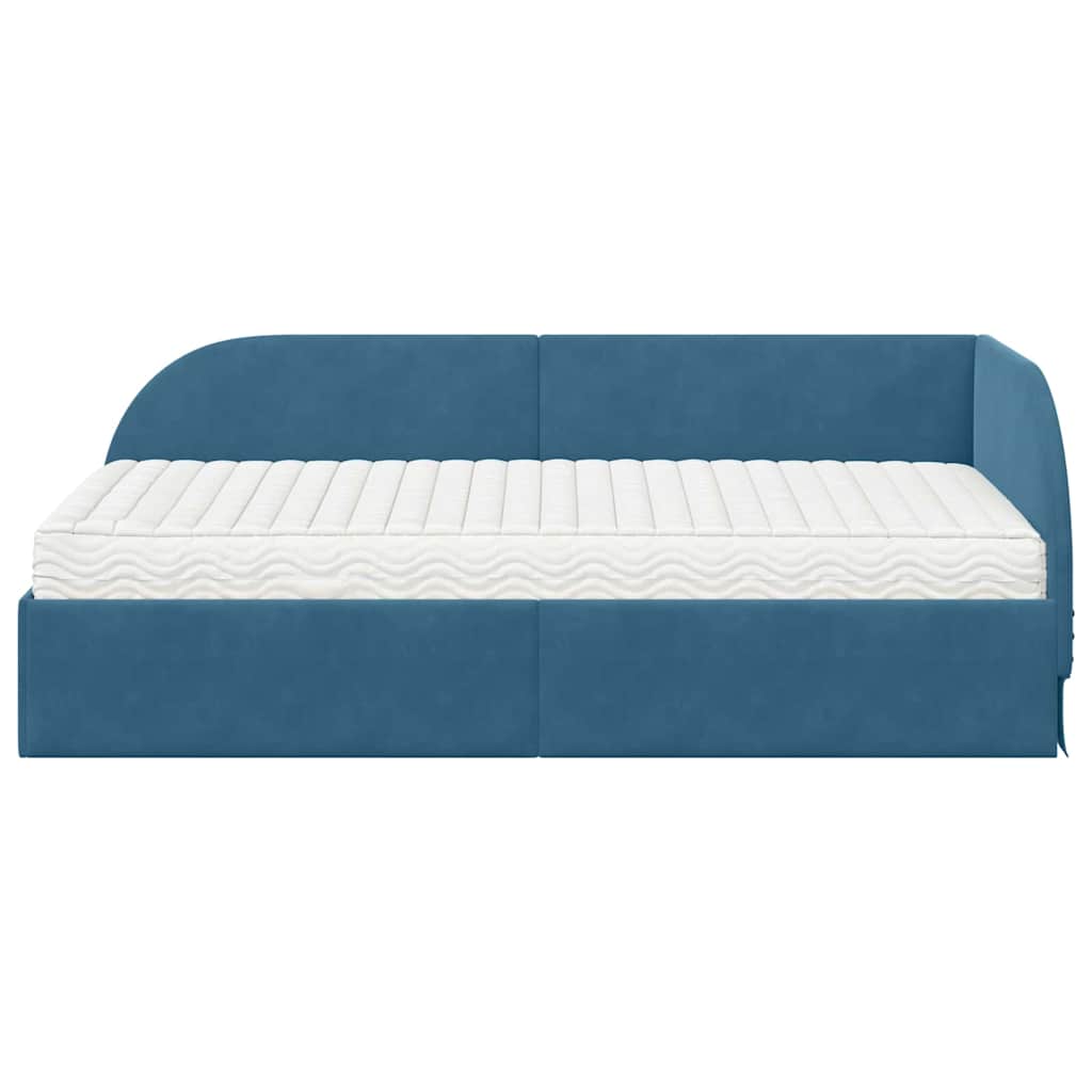 vidaXL Rama Łóżka Narożnego z Materacem 2 szt. Niebieski 100 x 200 cm