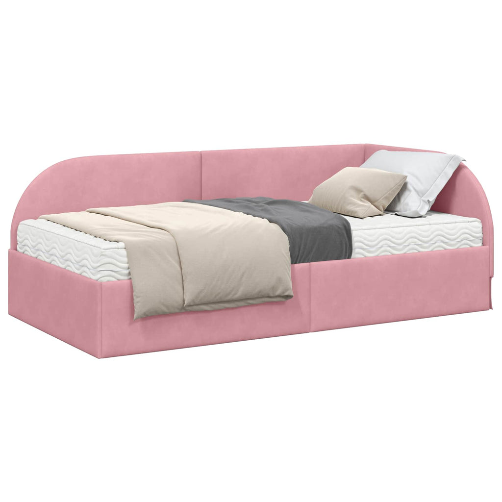 vidaXL Rama Łóżka Narożnego z Materacem 2 szt. Różowy 100 x 200 cm
