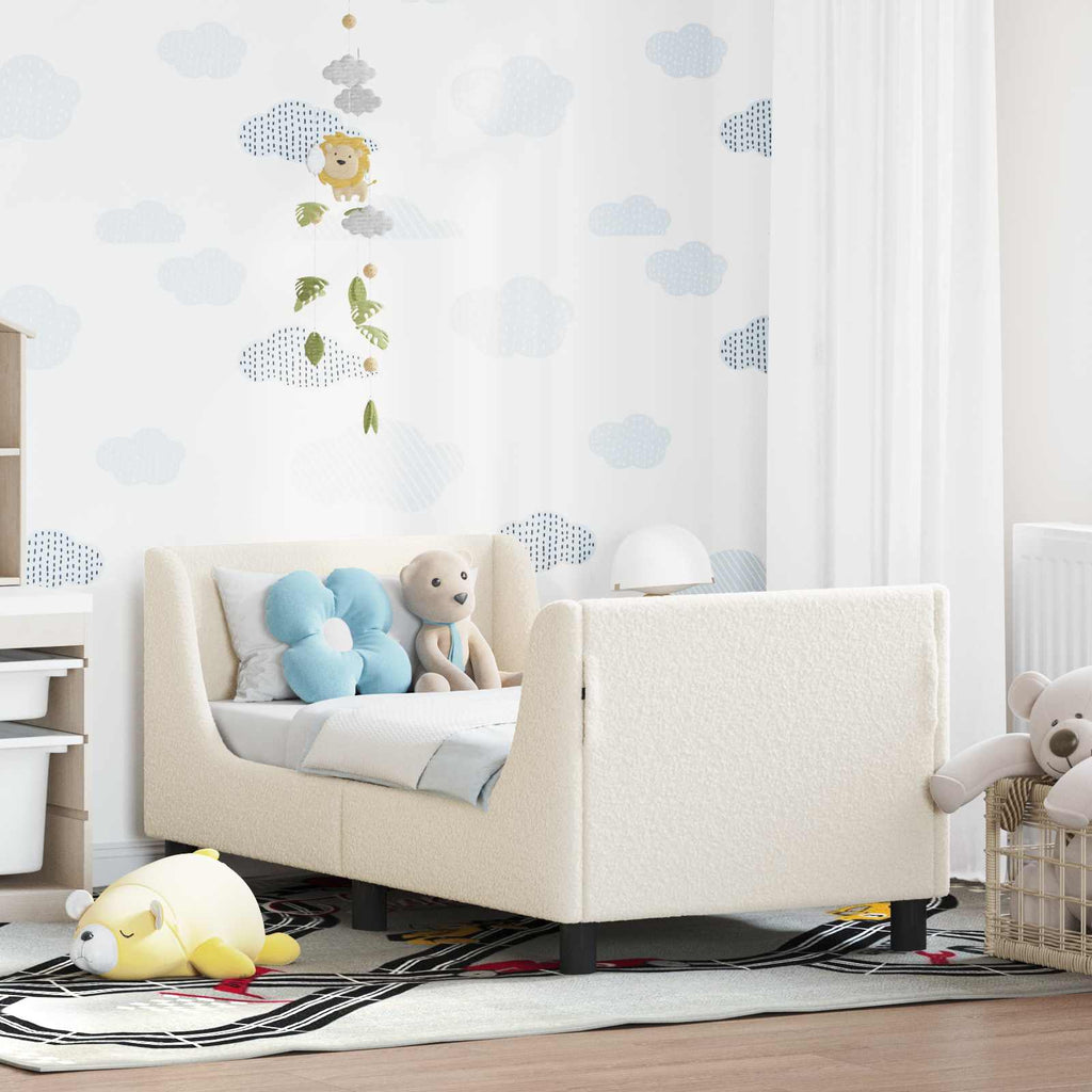 vidaXL Stelaż łóżka dla malucha z oparciem kremowy 70 x 140 cm Bouclé