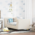 vidaXL Stelaż łóżka dla malucha z oparciem kremowy 70 x 140 cm Bouclé