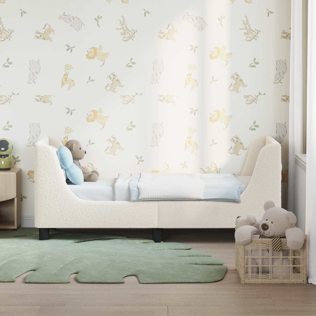 vidaXL Stelaż łóżka dla malucha z oparciem kremowy 70 x 140 cm Bouclé
