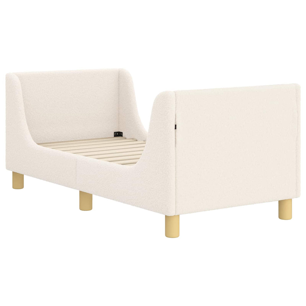 vidaXL Stelaż łóżka dla malucha z oparciem kremowy 70 x 140 cm Bouclé