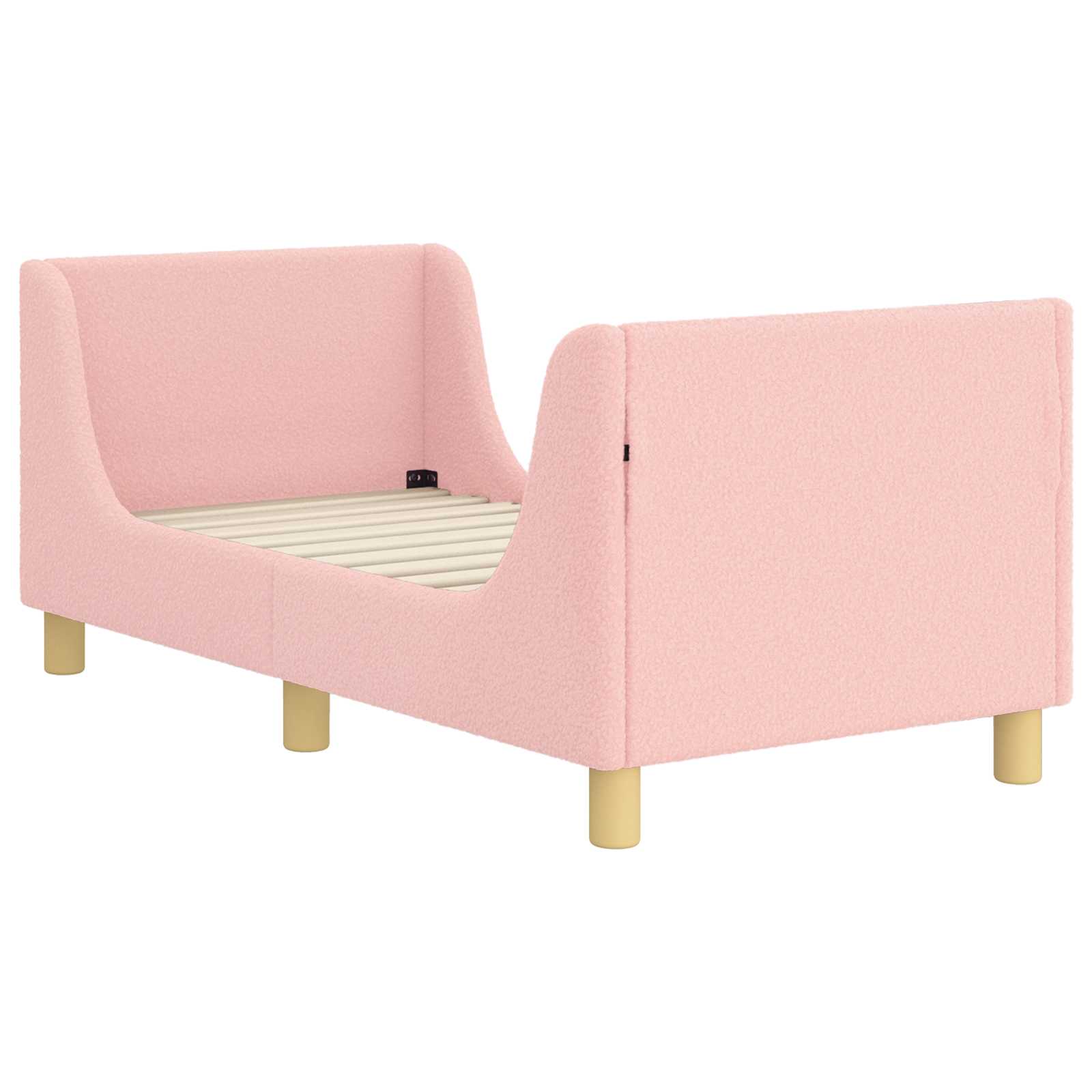 vidaXL Stelaż łóżka dla malucha z oparciem różowy 70 x 140 cm Bouclé