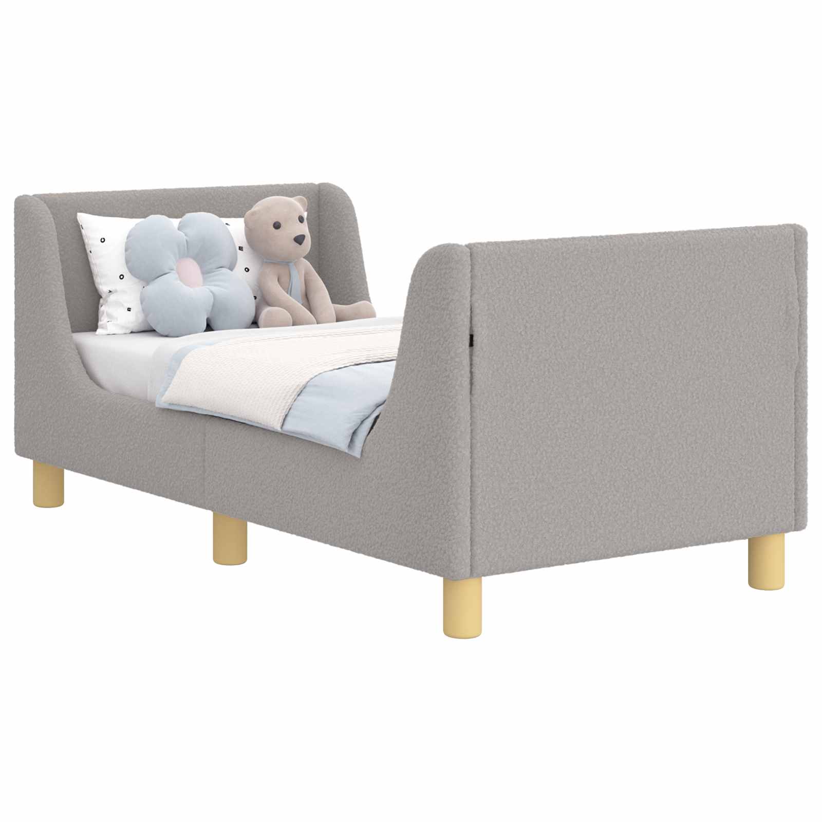 vidaXL Stelaż łóżka dla malucha z oparciem jasnoszary 70 x 140 cm