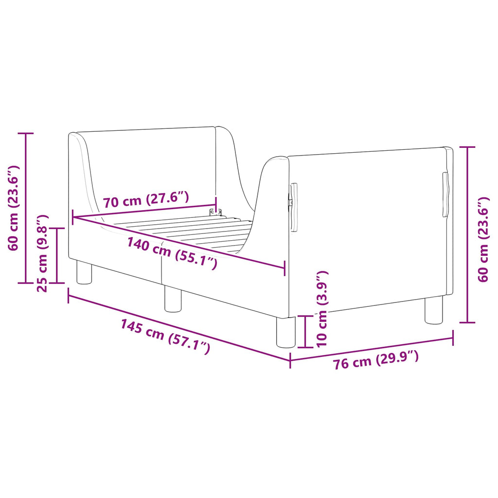 vidaXL Stelaż łóżka dla malucha z oparciem jasnoszary 70 x 140 cm