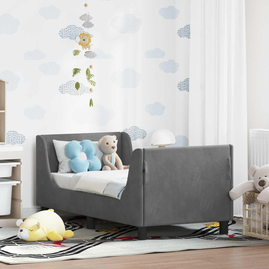vidaXL Stelaż łóżka dla malucha z oparciem ciemnoszary 70 x 140 cm