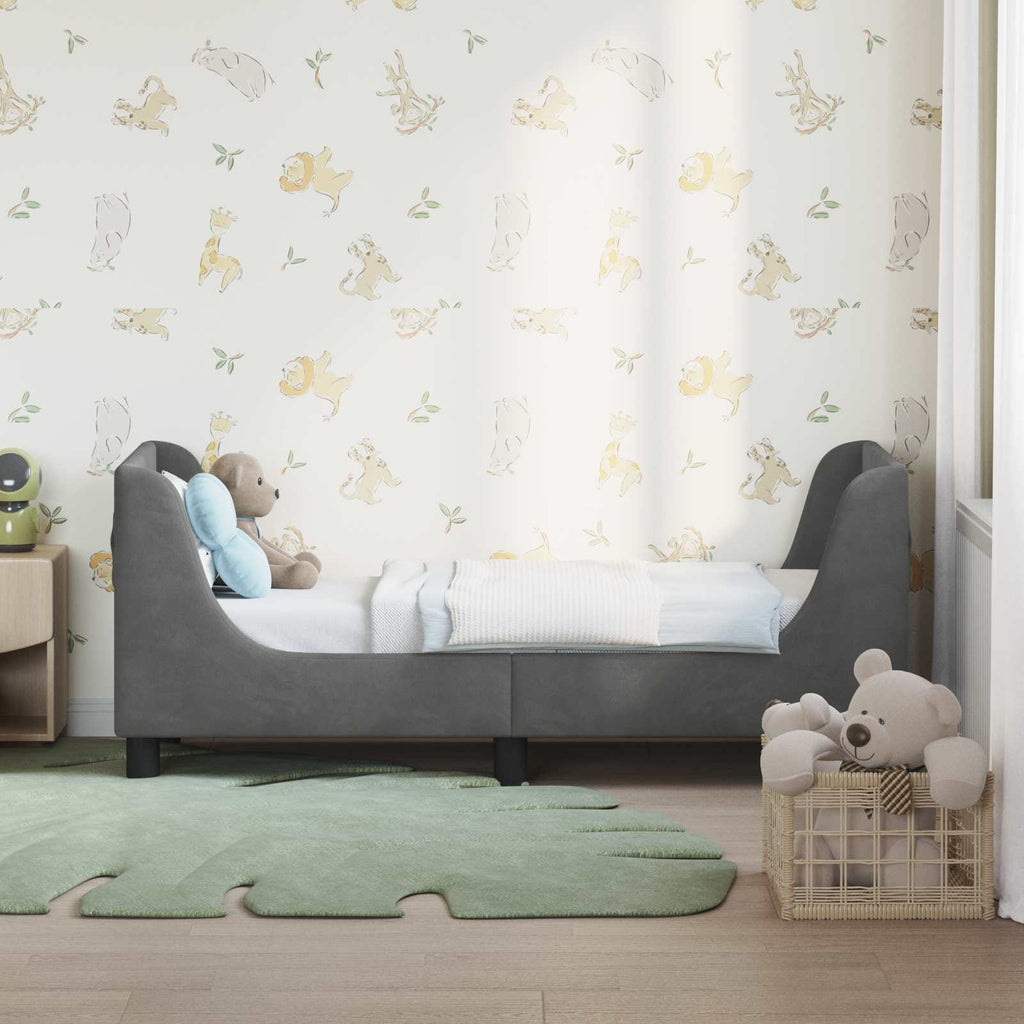 vidaXL Stelaż łóżka dla malucha z oparciem ciemnoszary 70 x 140 cm