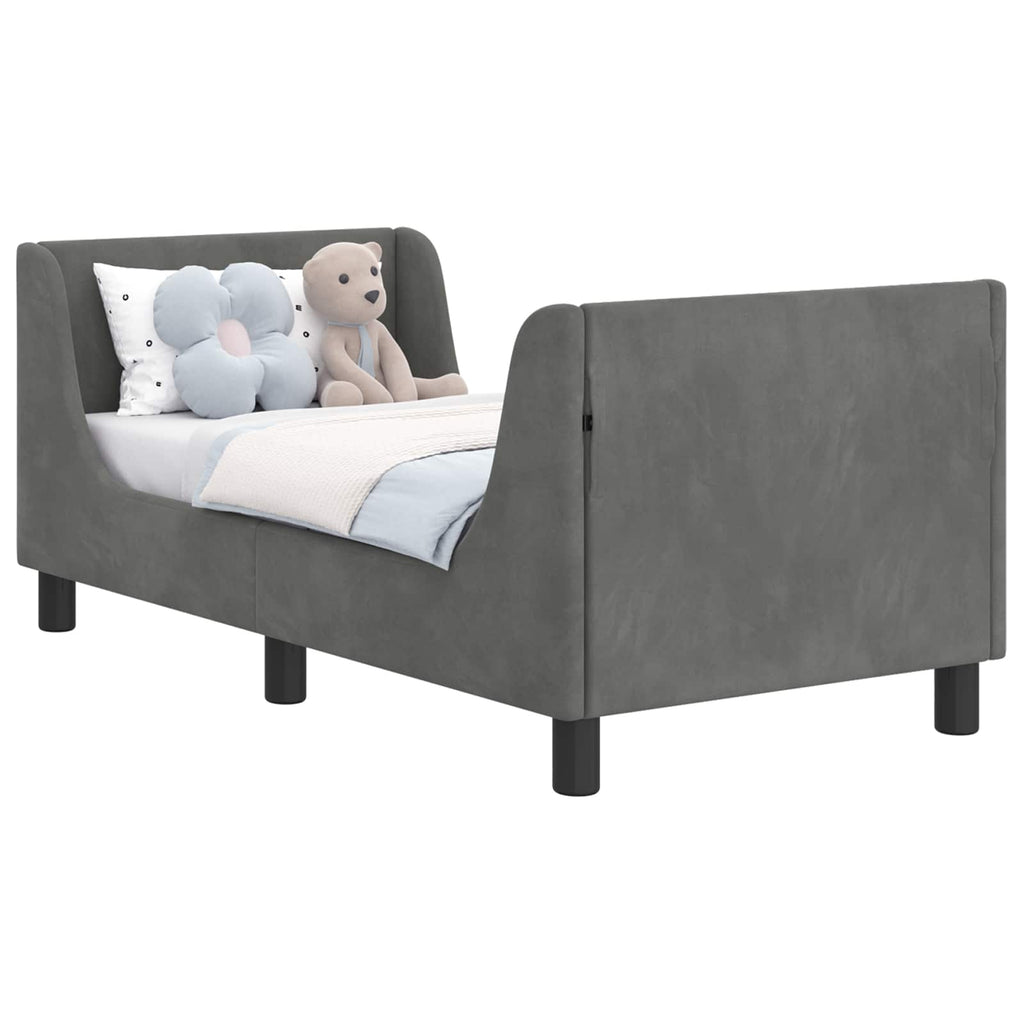 vidaXL Stelaż łóżka dla malucha z oparciem ciemnoszary 70 x 140 cm