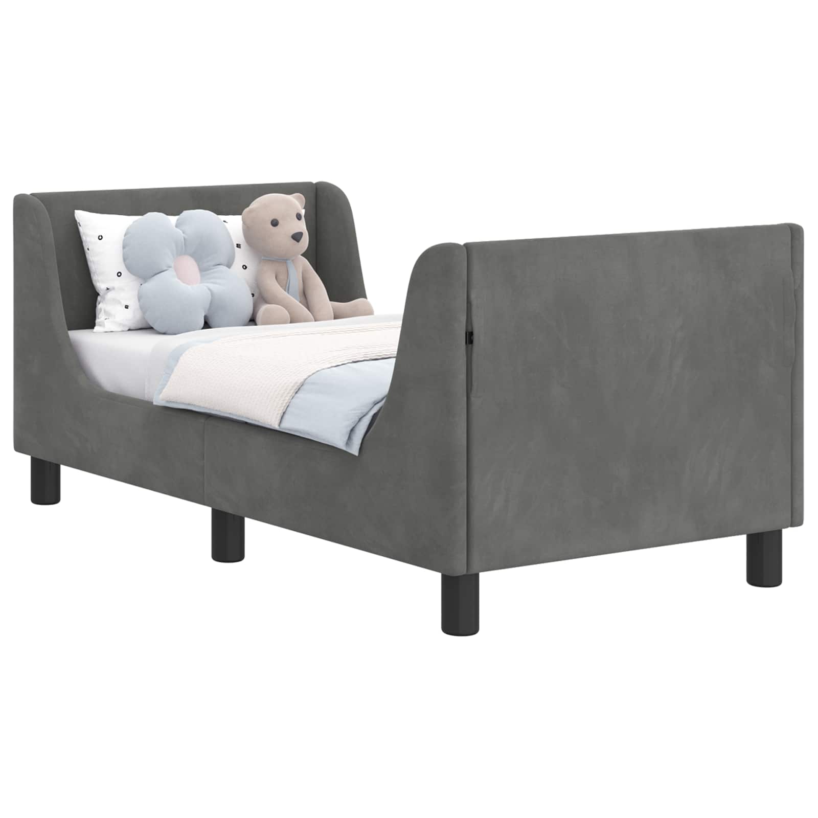 vidaXL Stelaż łóżka dla malucha z oparciem ciemnoszary 70 x 140 cm