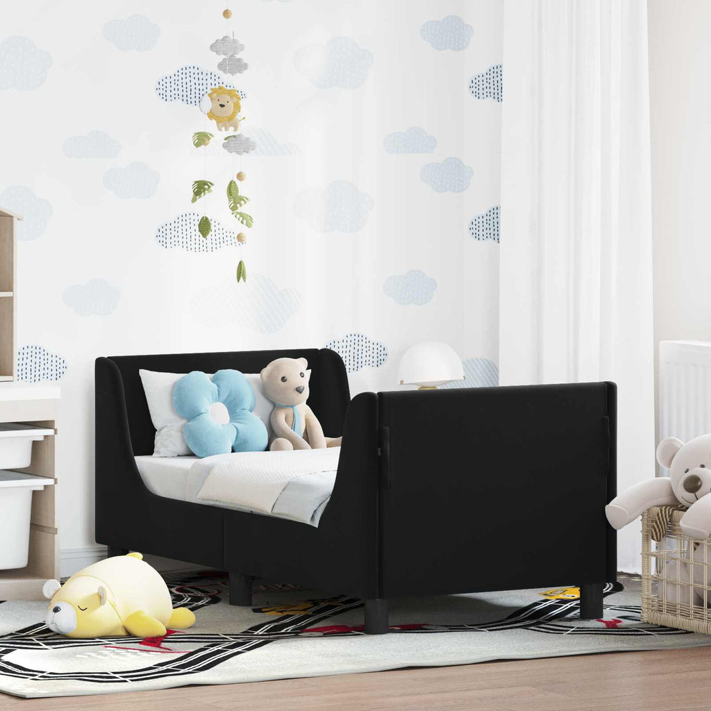 vidaXL Stelaż łóżka dla malucha z oparciem Czarny 70 x 140 cm Welur