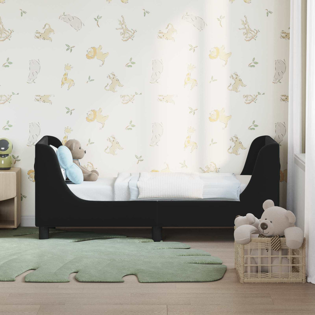 vidaXL Stelaż łóżka dla malucha z oparciem Czarny 70 x 140 cm Welur