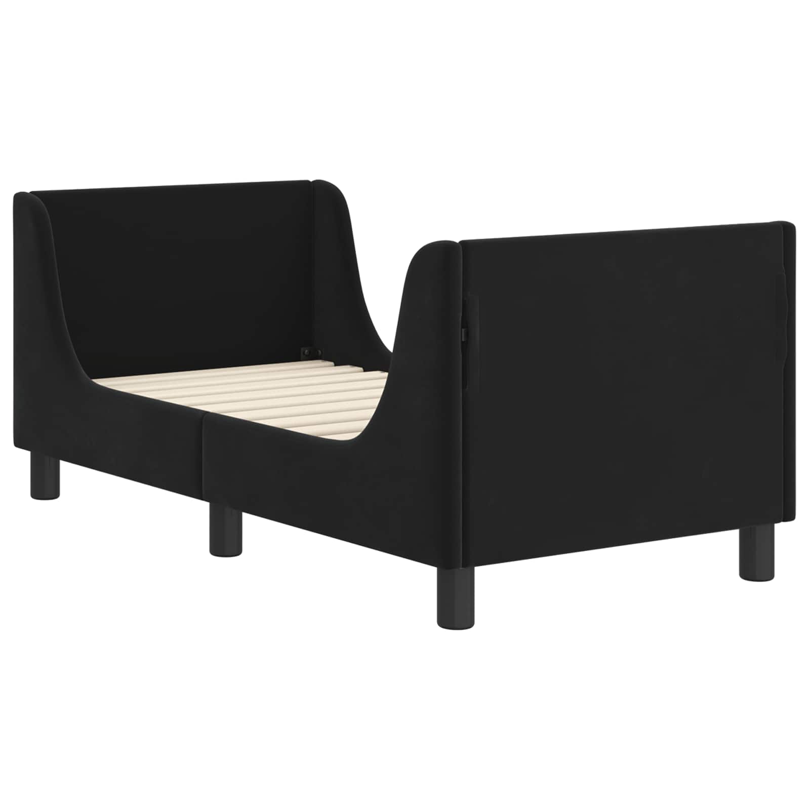 vidaXL Stelaż łóżka dla malucha z oparciem Czarny 70 x 140 cm Welur
