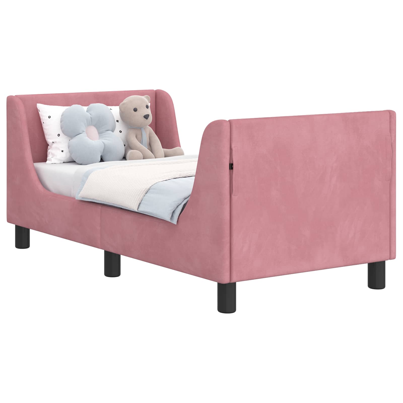 vidaXL Stelaż łóżka dla malucha z oparciem różowy 70 x 140 cm Welur