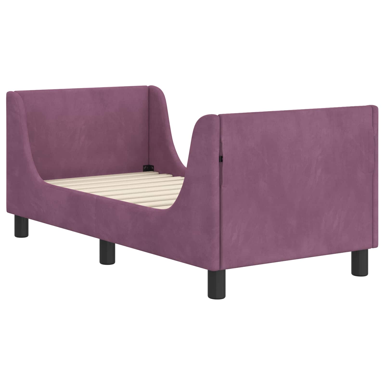 vidaXL Stelaż łóżka dla malucha z oparciem Fioletowy 70 x 140 cm Welur