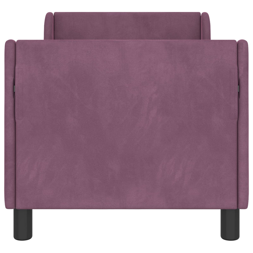 vidaXL Stelaż łóżka dla malucha z oparciem Fioletowy 70 x 140 cm Welur