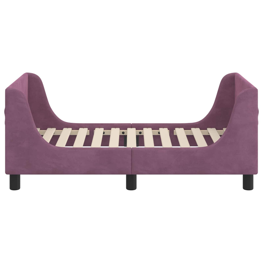vidaXL Stelaż łóżka dla malucha z oparciem Fioletowy 70 x 140 cm Welur
