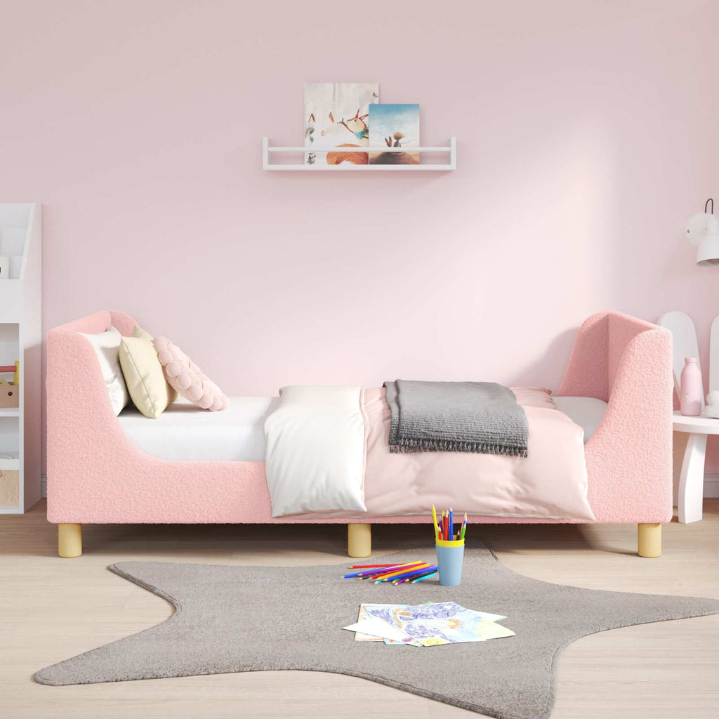 vidaXL Łóżko Dziecięce z Ramą i Zagłówkiem różowy 80 x 160 cm Bouclé