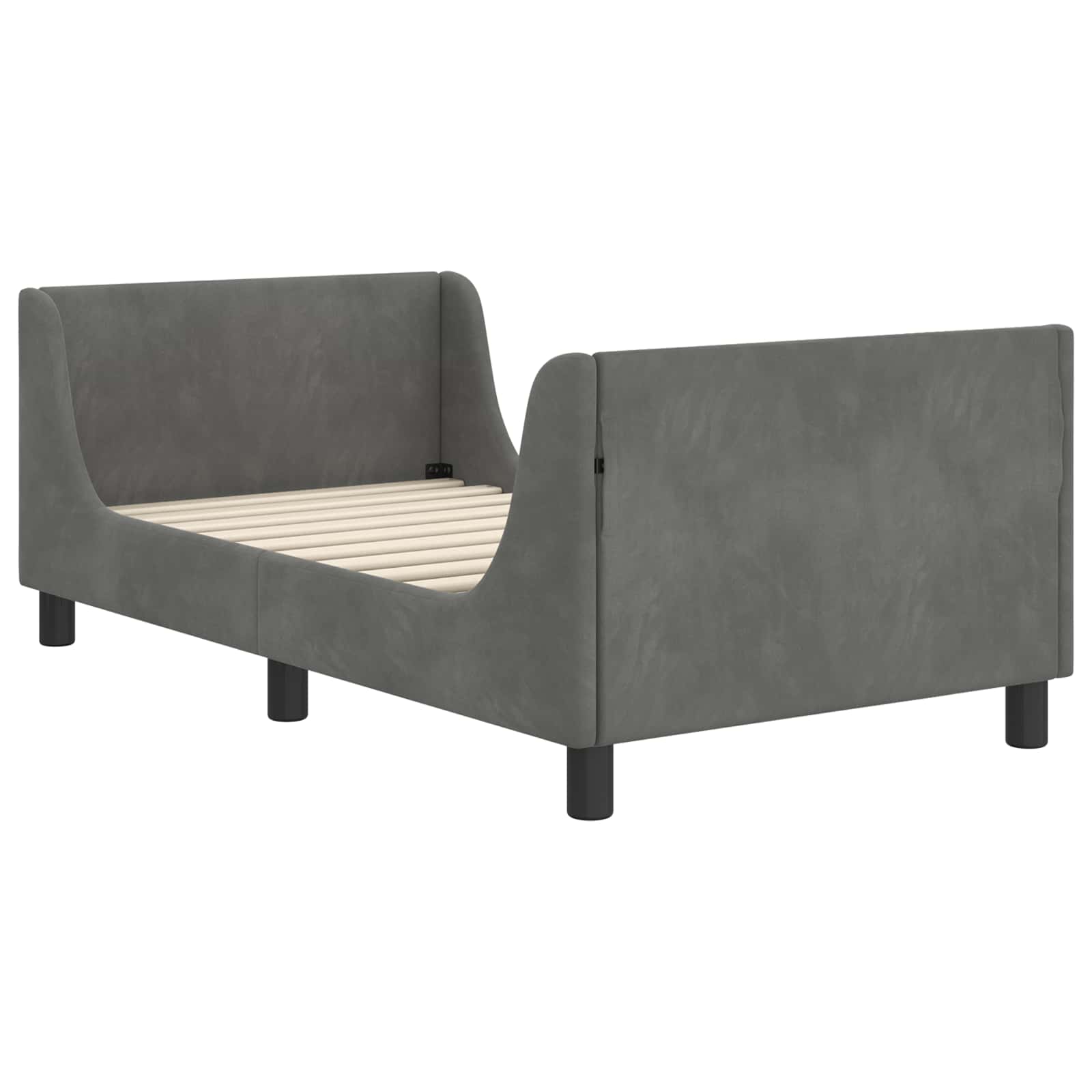 vidaXL Łóżko Dziecięce z Ramą i Zagłówkiem ciemnoszary 80 x 160 cm