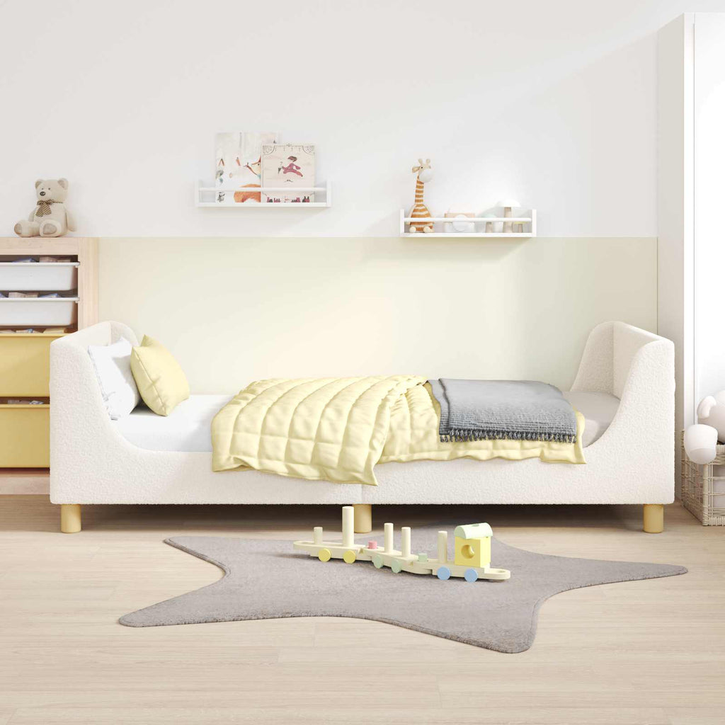 vidaXL Łóżko Dziecięce z Ramą i Zagłówkiem kremowy 80 x 200 cm Bouclé