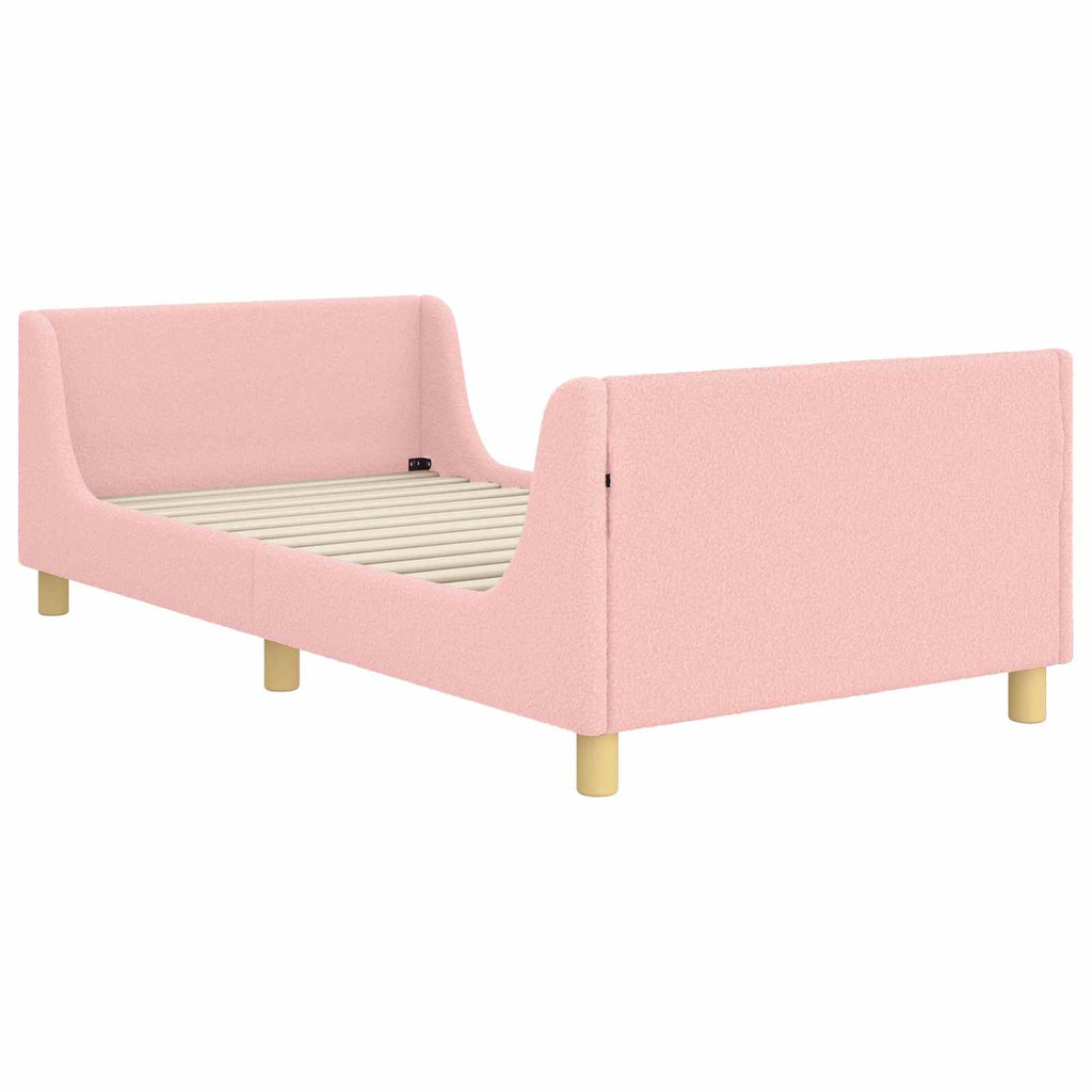 vidaXL Łóżko Dziecięce z Ramą i Zagłówkiem różowy 80 x 200 cm Bouclé